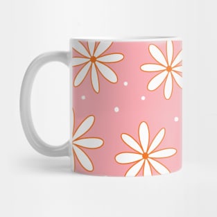 Retro Floral 70s Pink and orange cute pattern Mug